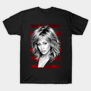 Tina Turner Vintage Halftone Red Stripes T-Shirt